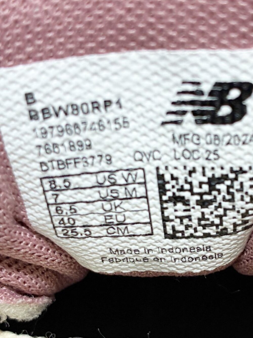 New Balance BBW80 Women's Size 8.5 Court Sneakers Orb Pink Rosewood BBW80RP1 - Picture 7 of 8